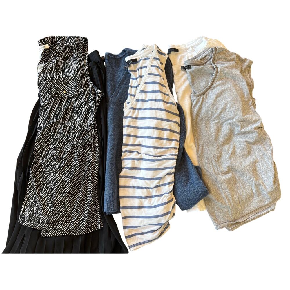 Lot of 6 WHBM Women Mixed Tees Blouse Pleated Skirt Striped Casual Size Large 12